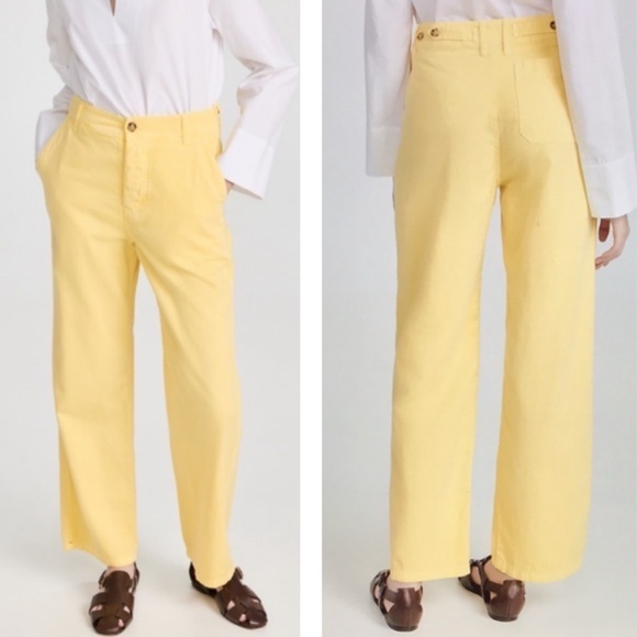 Xirena NWT 24 Baylor Yellow Twill Cotton High Rise‎ Straight Trouser Pant’s - Picture 2 of 13